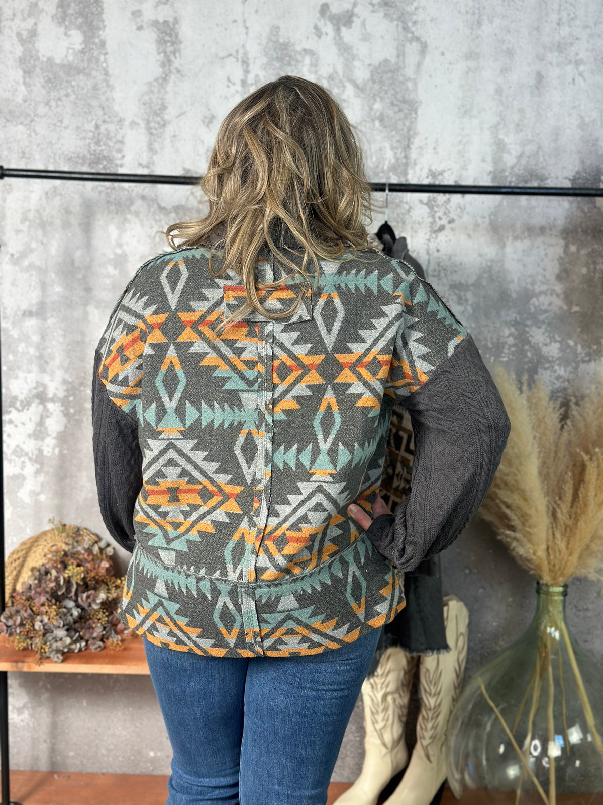 Aztec Pullover Collared Top - FINAL SALE