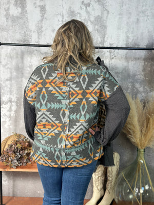 Aztec Pullover Collared Top