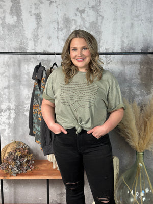Mineral Wash Boot Stitch Tee - Taupe - FINAL SALE