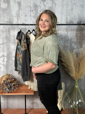 Mineral Wash Boot Stitch Tee - Taupe - FINAL SALE