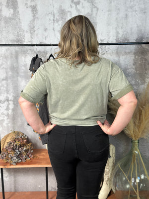 Mineral Wash Boot Stitch Tee - Taupe - FINAL SALE