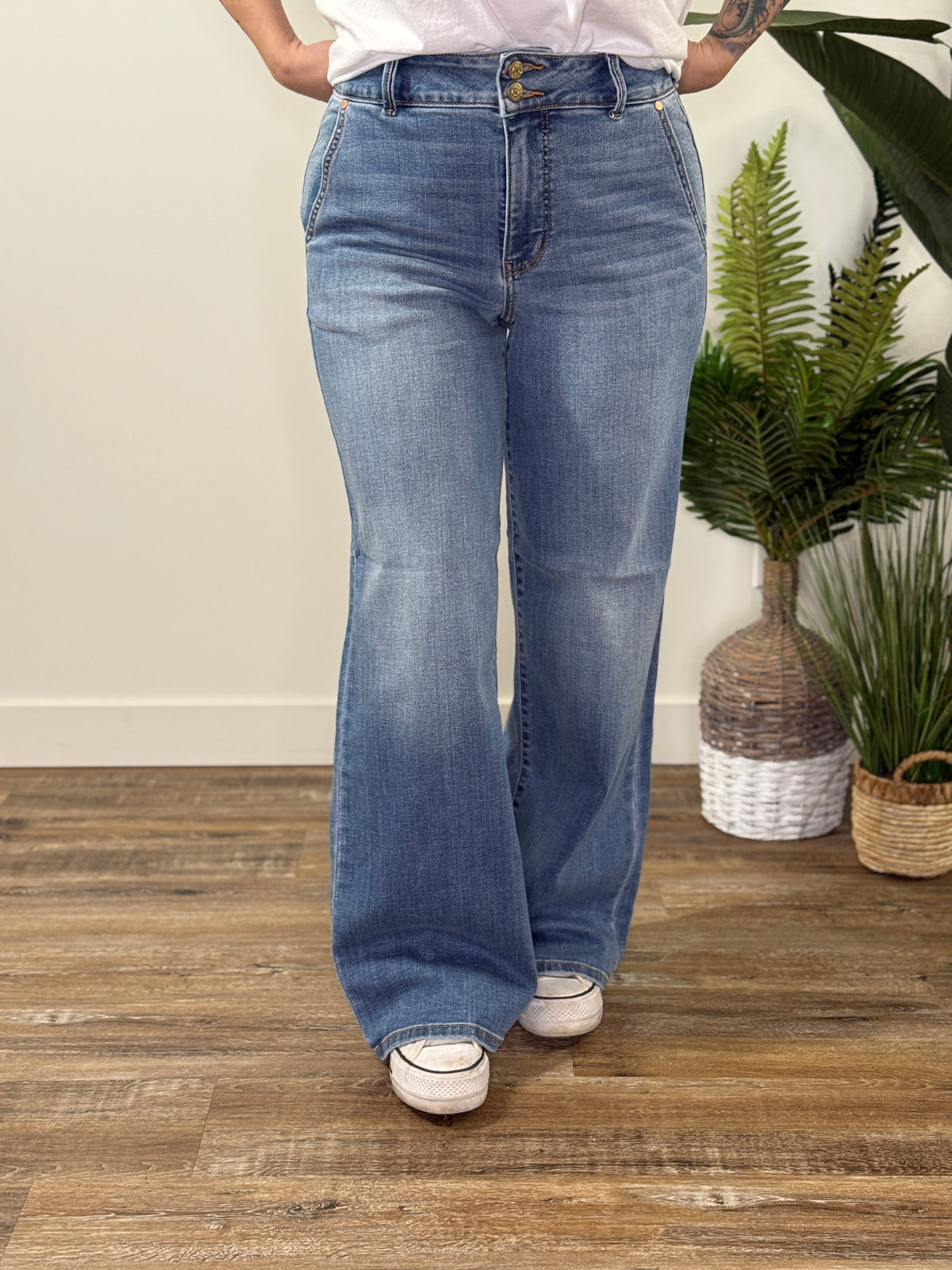 Judy Blue True Fit Column Double Button Trouser -  LONG INSEAM (sizes 24-24W)