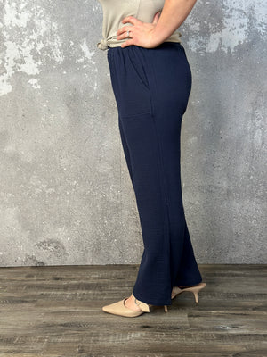 Gauze Jogger Pant with Button Detail - Navy