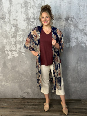 Fresh Spring Florals Duster - Navy RESTOCK