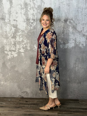 Fresh Spring Florals Duster - Navy RESTOCK