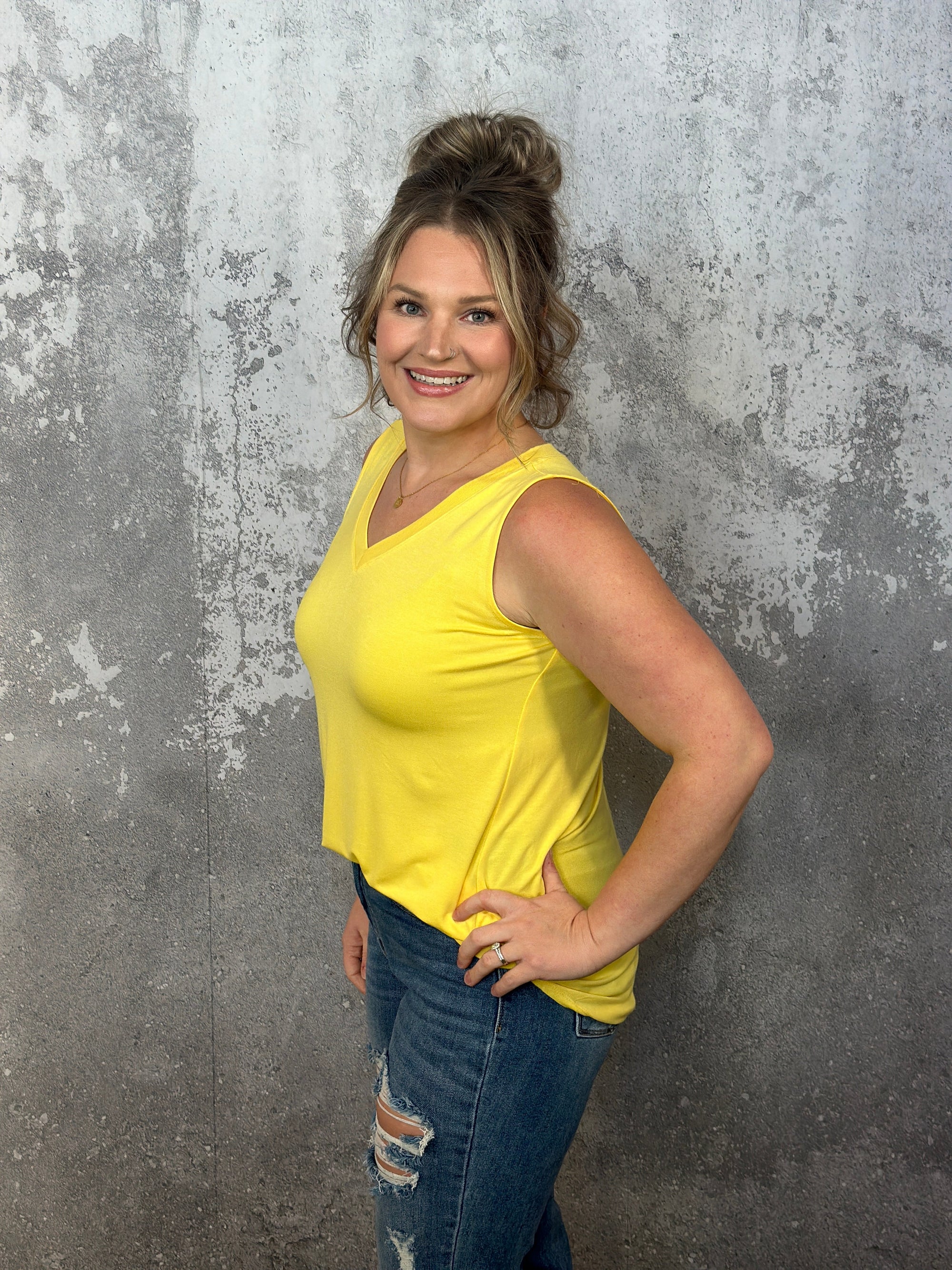 The Tessa Tank - Yellow (Small - 3X) FINAL SALE