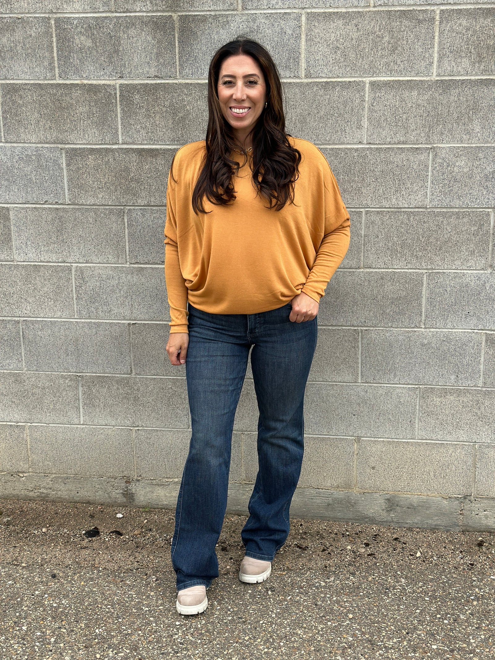 The Stella Dolman Top - Mustard (Small - 3X) - FINAL SALE