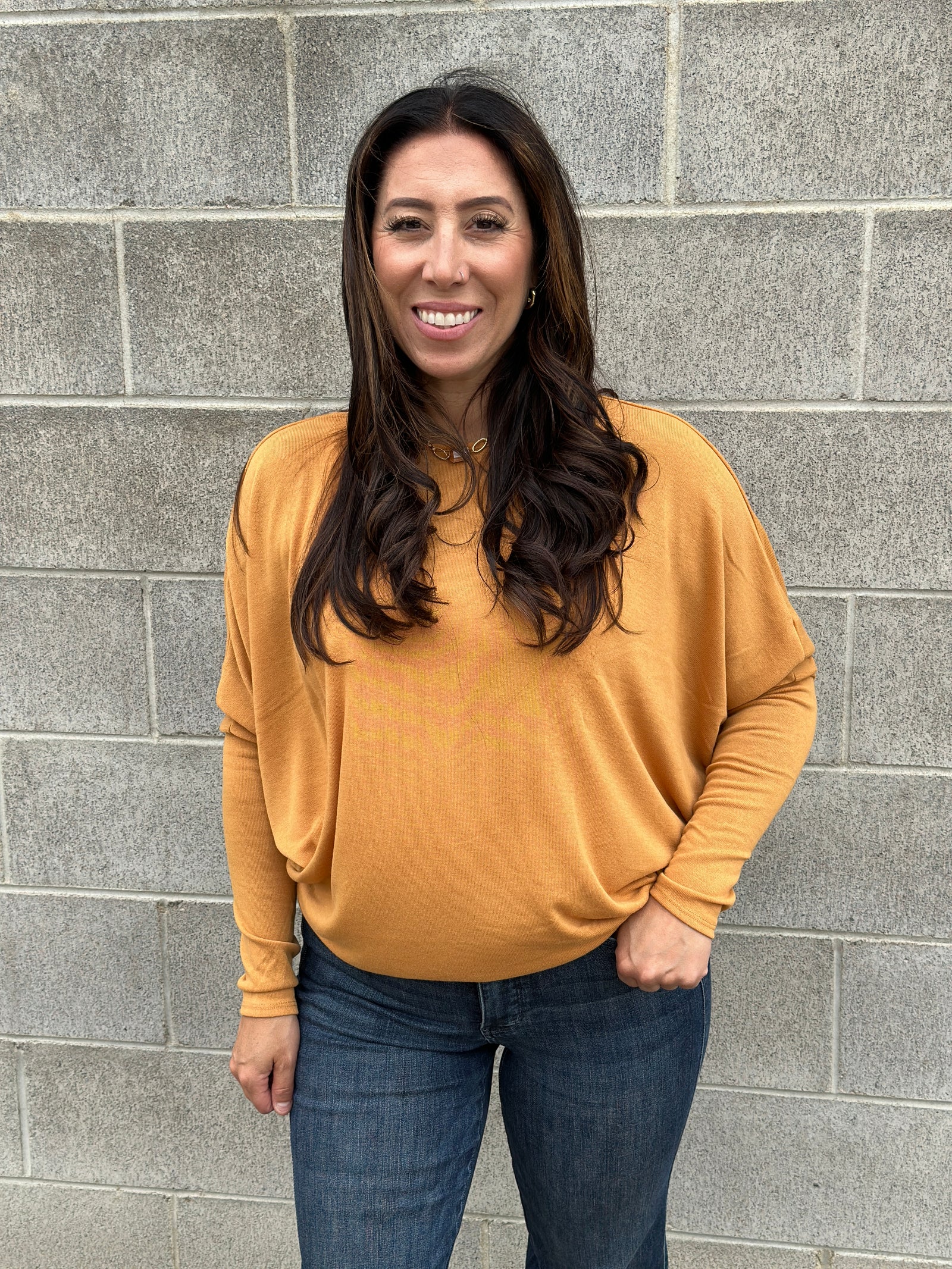 The Stella Dolman Top - Mustard (Small - 3X) - FINAL SALE