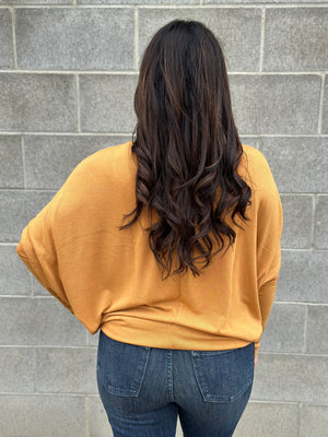 The Stella Dolman Top - Mustard (Small - 3X) - FINAL SALE
