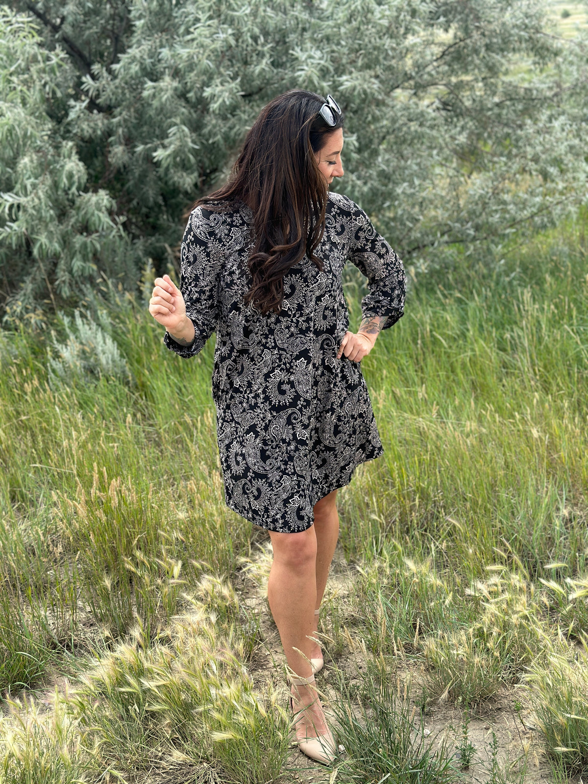 Black Paisley Gabby Dress- (Small - 3X)