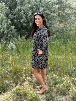 Black Paisley Gabby Dress- (Small - 3X)