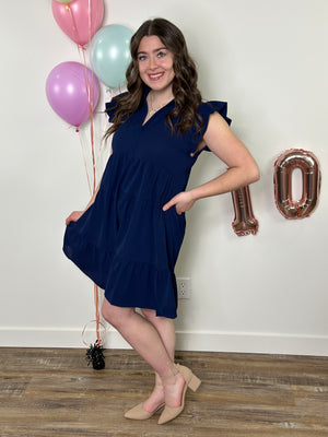 The Maya Dress - Navy (Small - 2X)