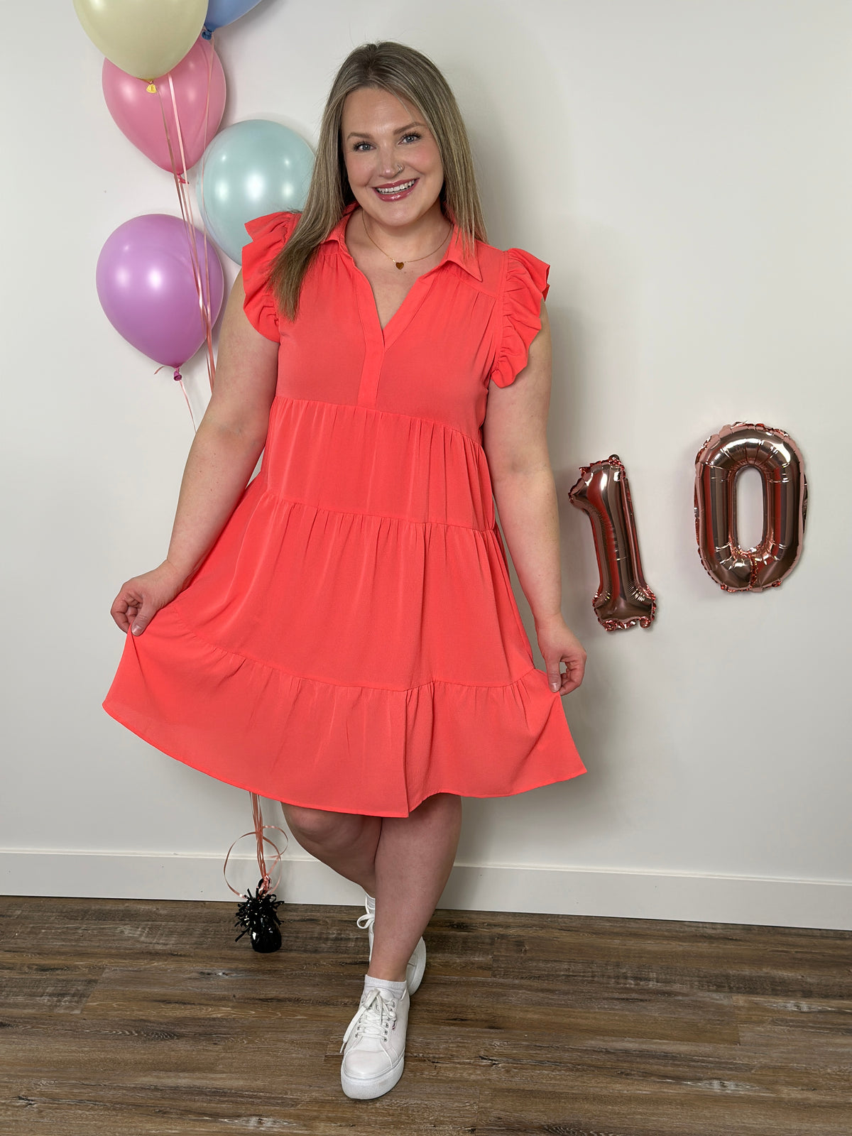 The Maya Dress - Coral (Small - 2X)