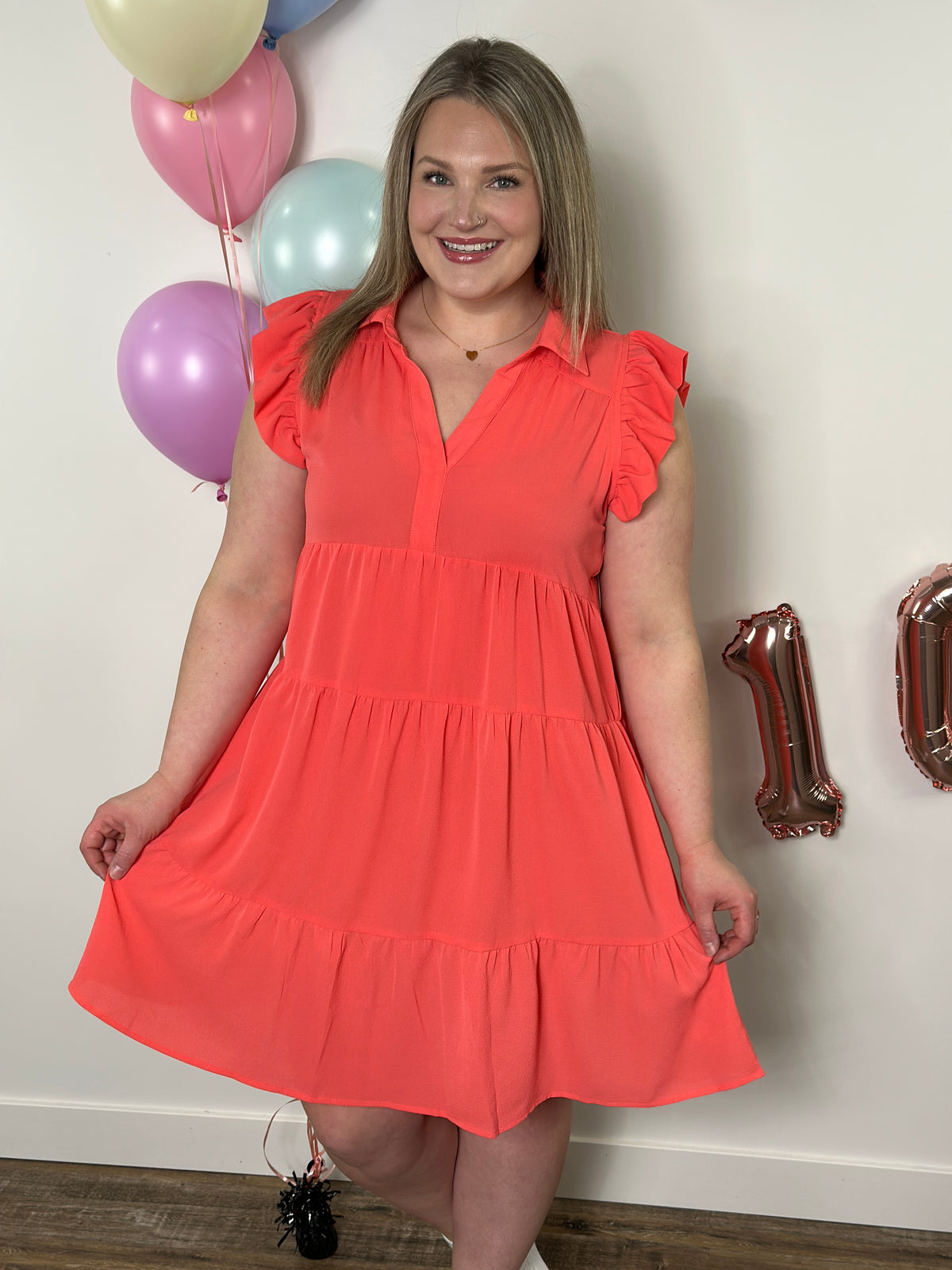 The Maya Dress - Coral (Small - 2X)