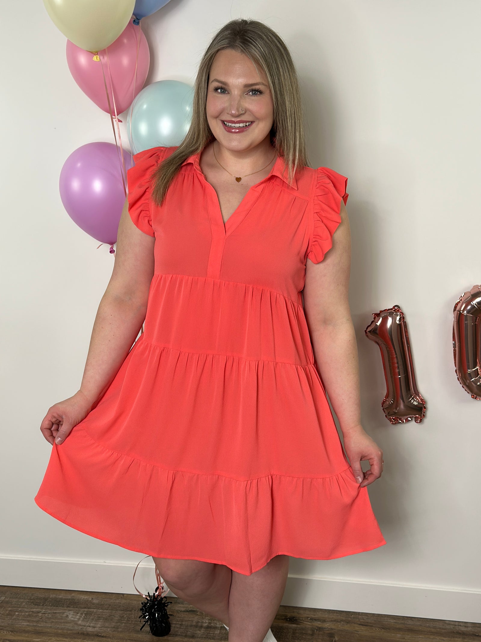 The Maya Dress - Coral (Small - 2X)