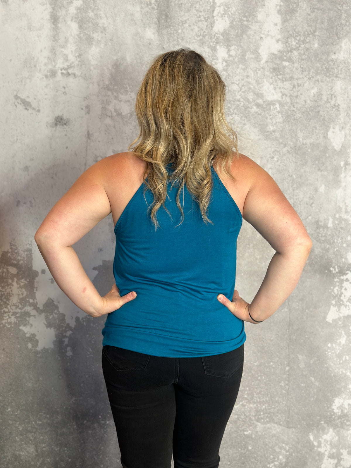 Strappy Halter Style Tank - Teal - FINAL SALE