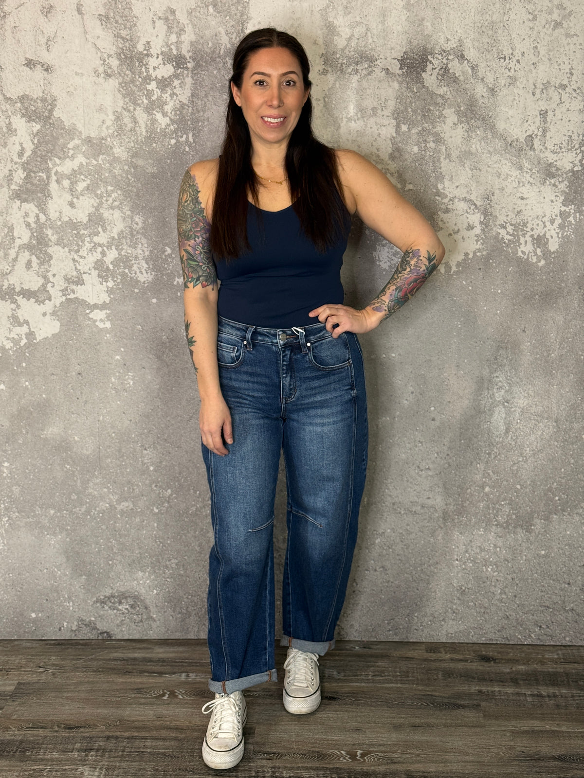 Risen Barrel Cuffed Jean  (Sizes 25-32 & 1X-3X)