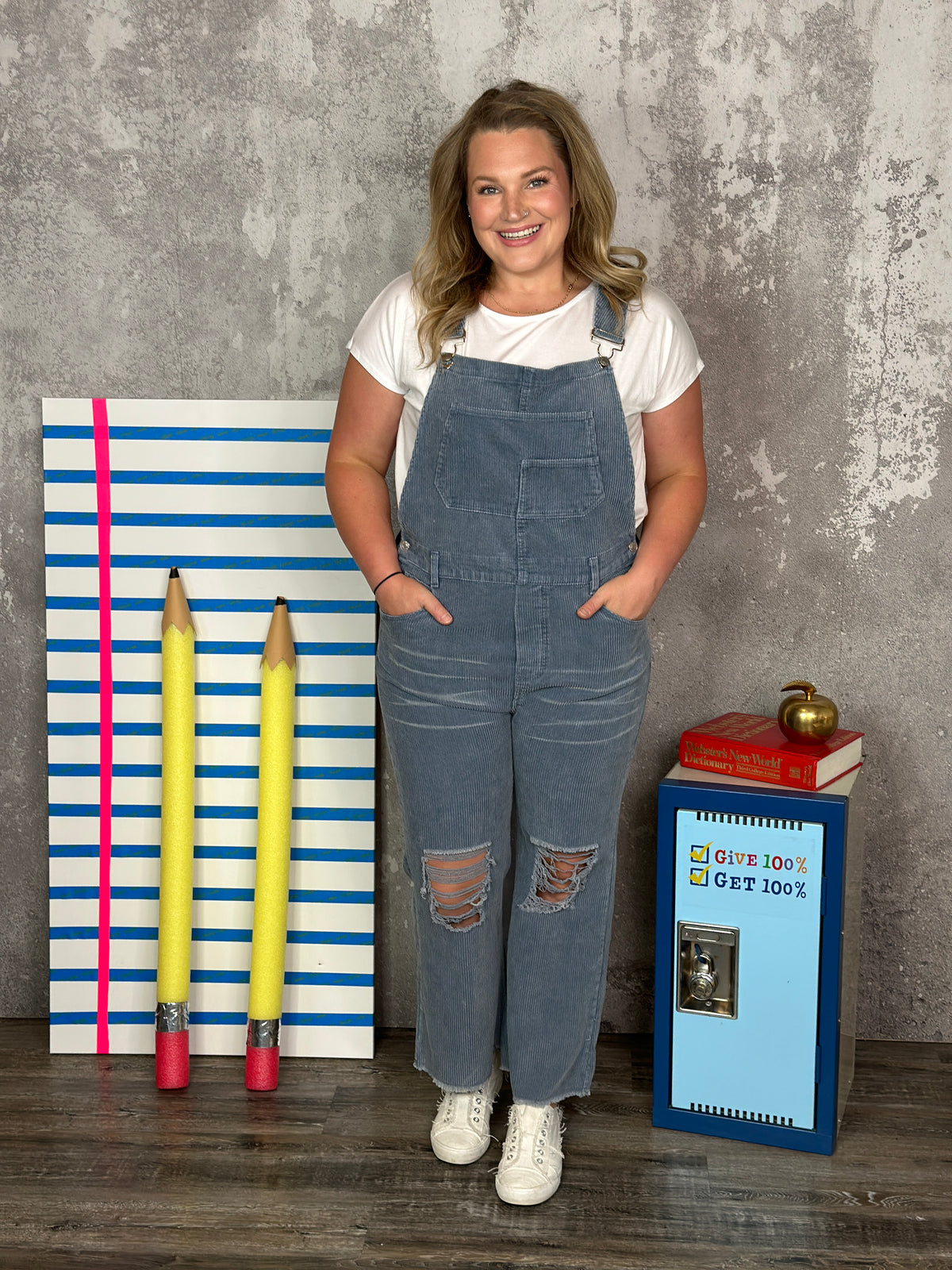 Fall Cord Overalls - Grey - FINAL SALE