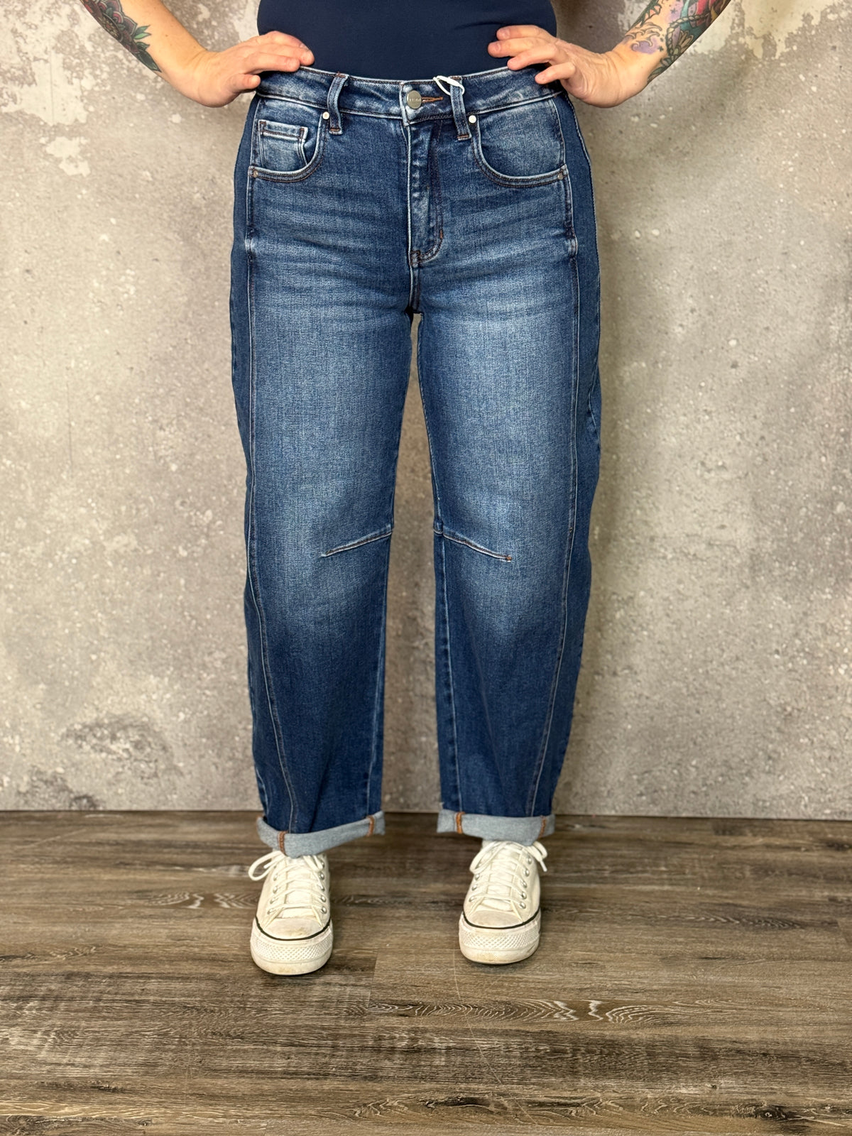 Risen Barrel Cuffed Jean  (Sizes 25-32 & 1X-3X)