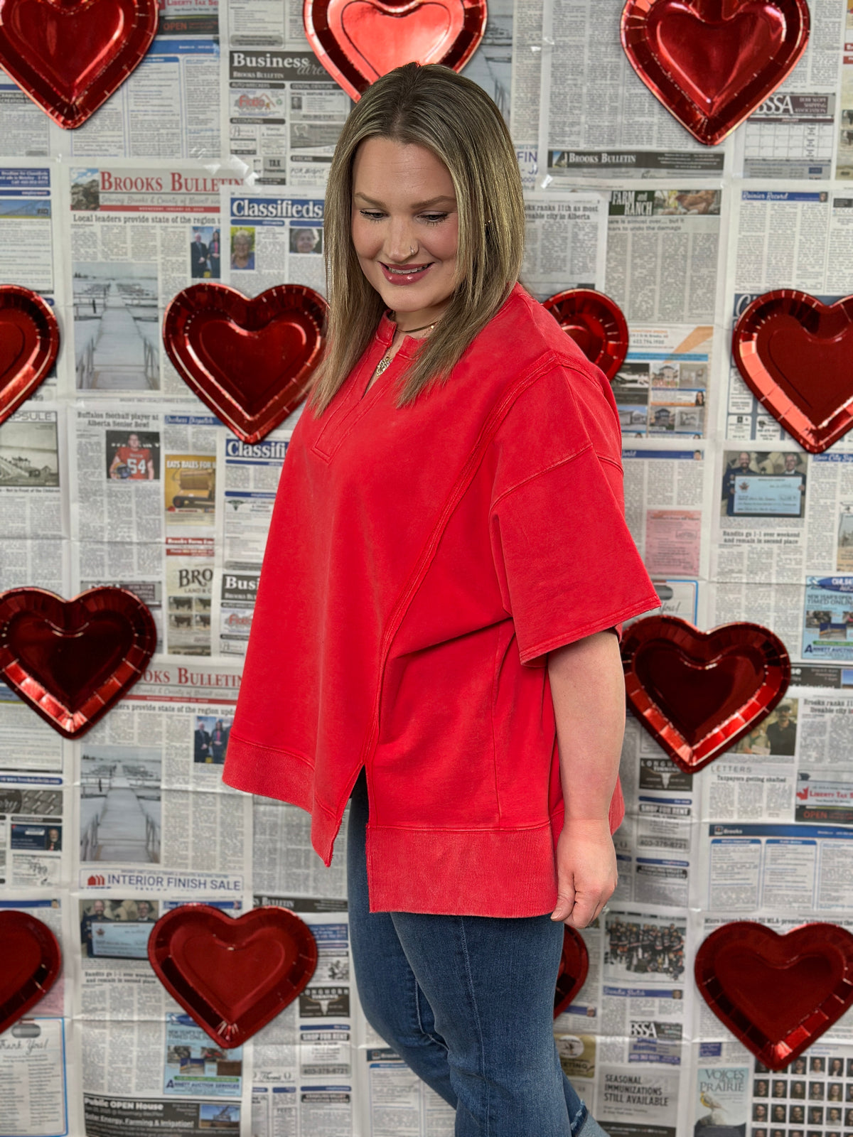 Oversized Mineral Wash Short Sleeve Sweatshirt Tee-FINAL SALE