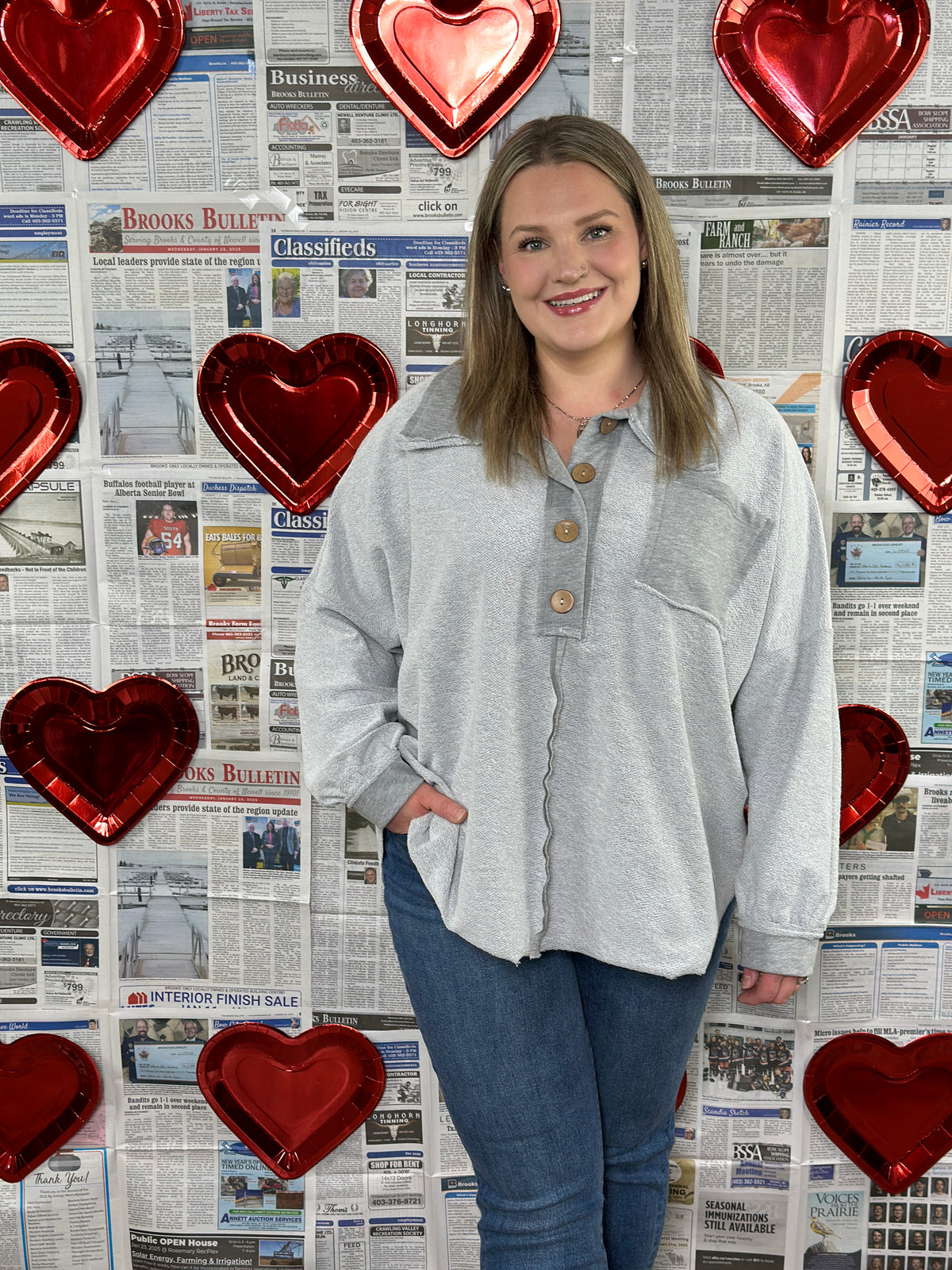 Reverse Terry Textured Collared Sweatshirt