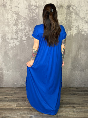 Buttery Soft T-shirt Maxi Dress - Royal Blue