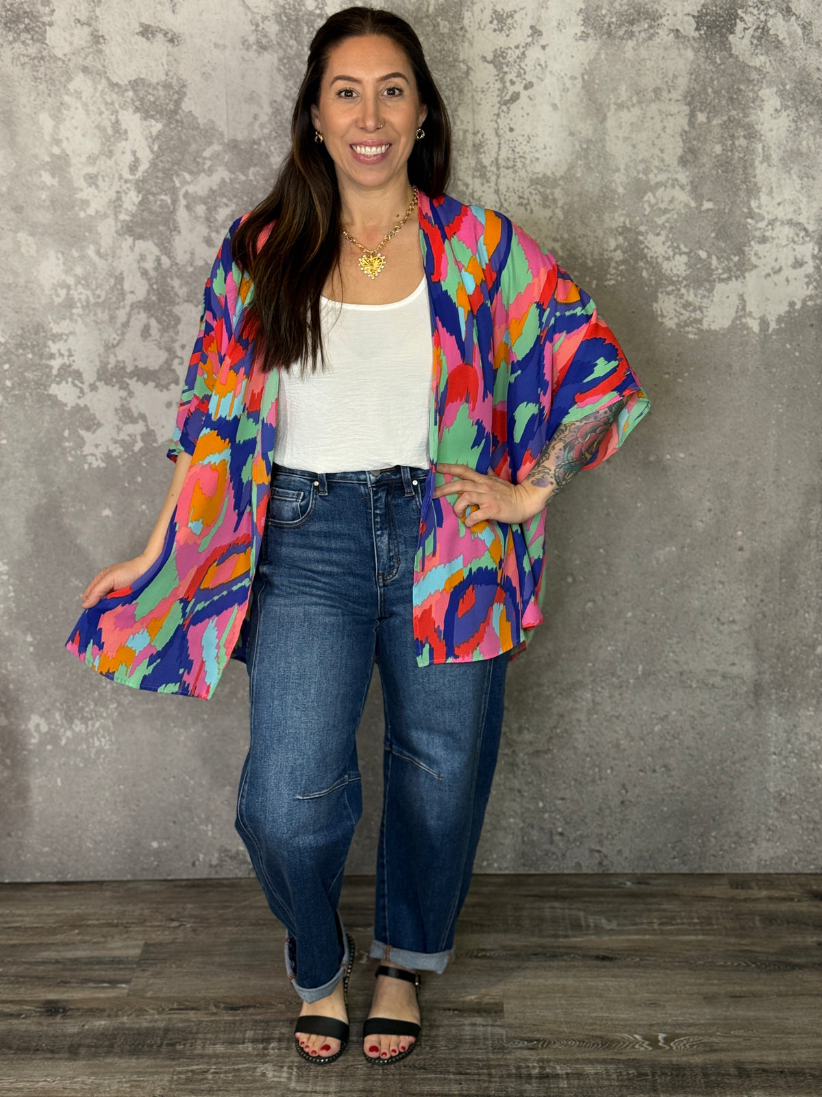 Multicolor Painted Kimono