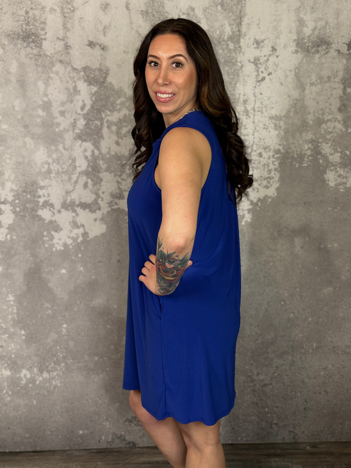 Lizzie Wrinkle Free Tank Dress - Blue (Small - 2X)