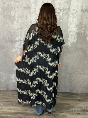 Black Embroidered Duster