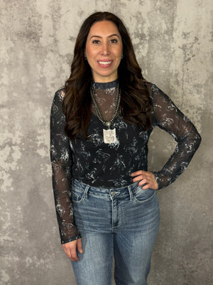 Black Bronce Mesh Top