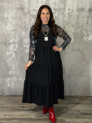 Tiered Airflow Ruffle Jumper Dress - Black(Small - 3X) BESTSELLER