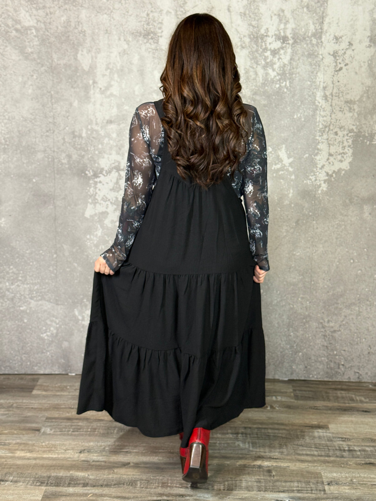 Tiered Airflow Ruffle Jumper Dress - Black(Small - 3X) BESTSELLER