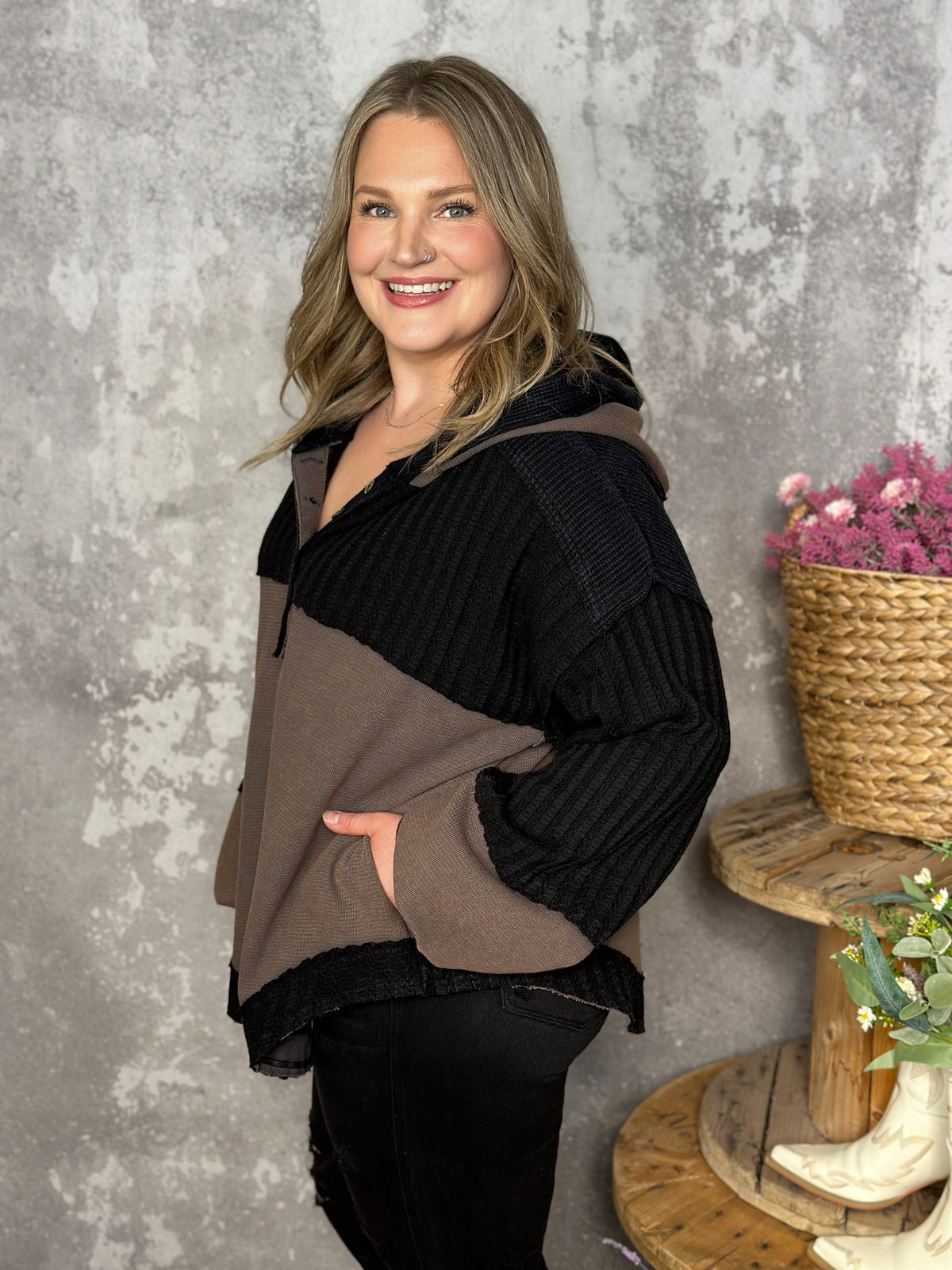 Brown and Black Hoodie - FINAL SALE