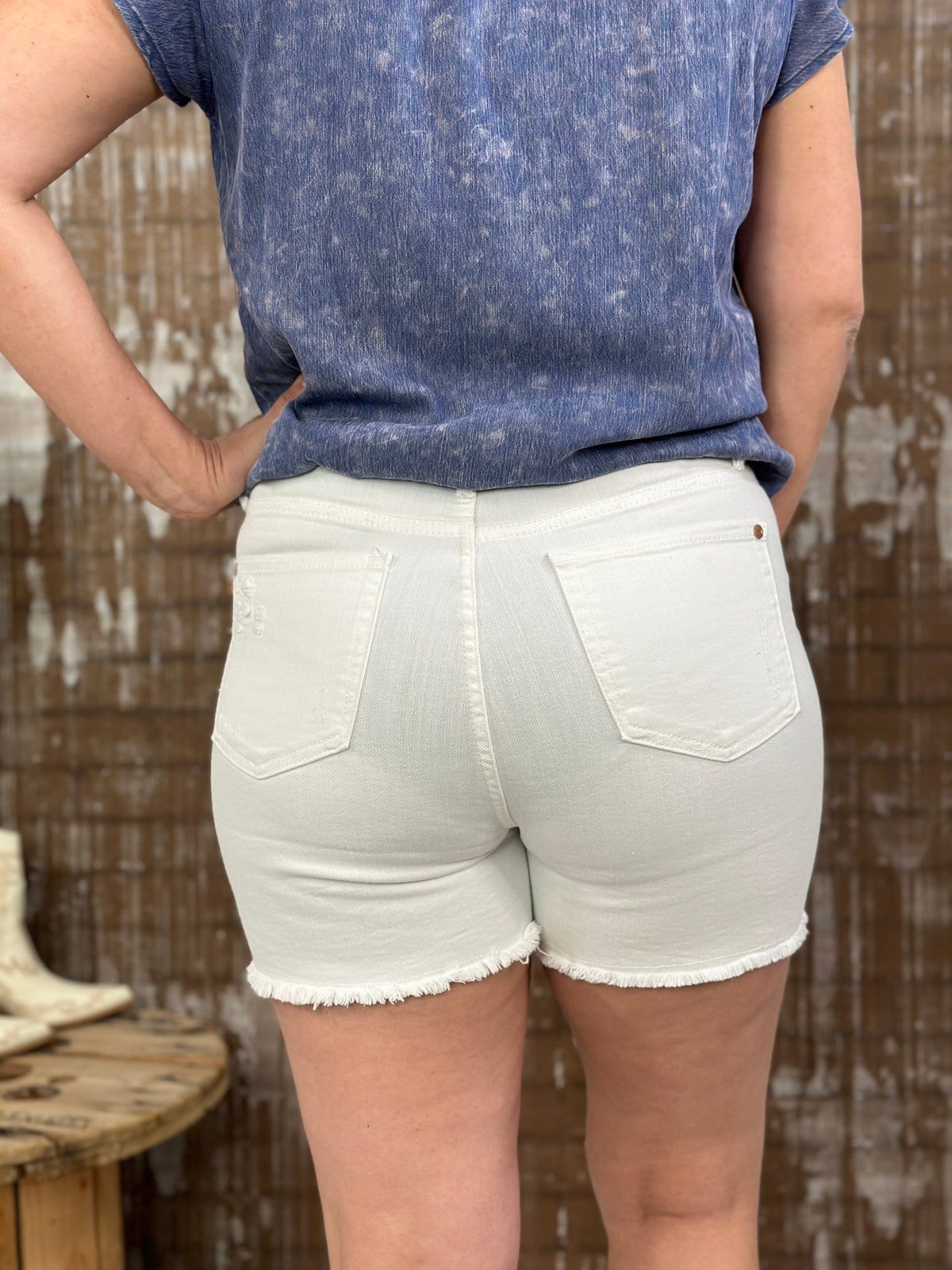 Rigid Front Judy Blue Distressed White Shorts (S - 3X) Final Sale