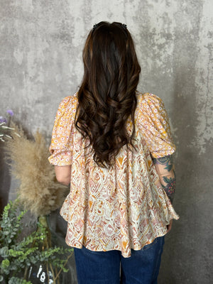 Mustard Printed Top