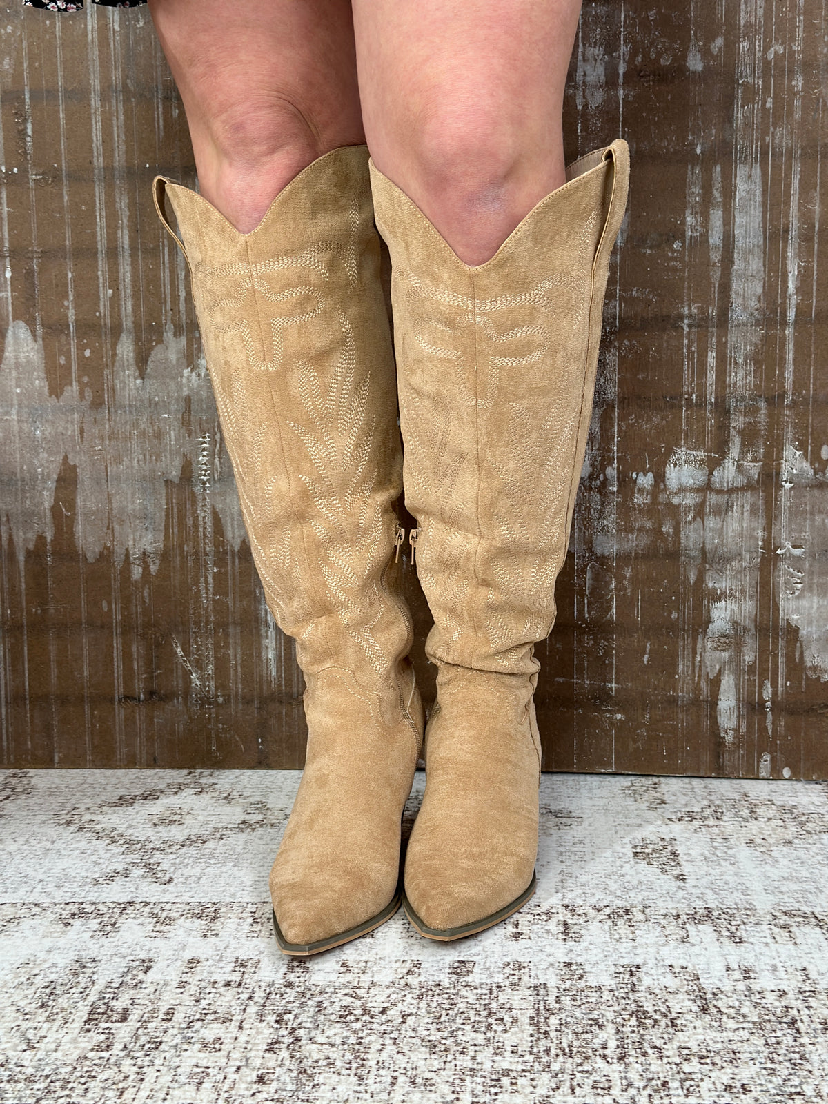 Tall Knee High Taupe Western Boot Restock - BESTSELLER