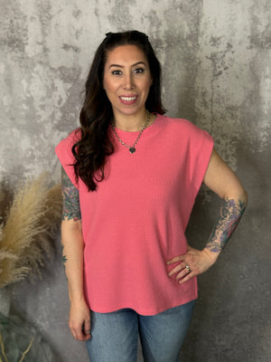 Drop Shoulder Tee - Bright Coral