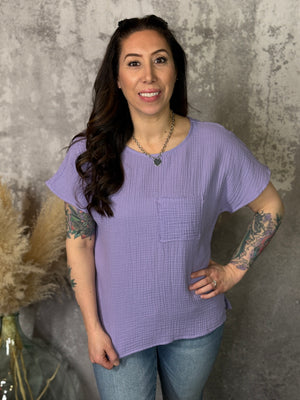 Lavender Gauze Top