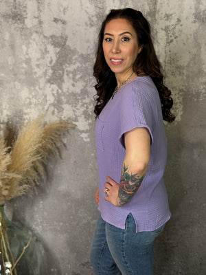 Lavender Gauze Top