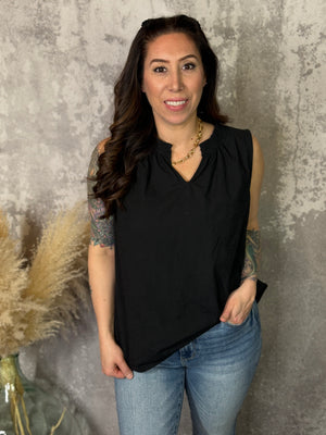 Floral Textured Tank - Black (Small - 3X)