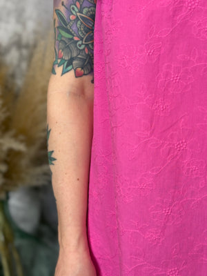 Floral Textured Tank - Hot Pink (Small - 3X)