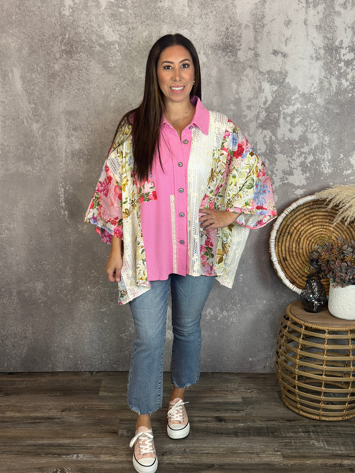 Pink Patch POL Shacket/Top