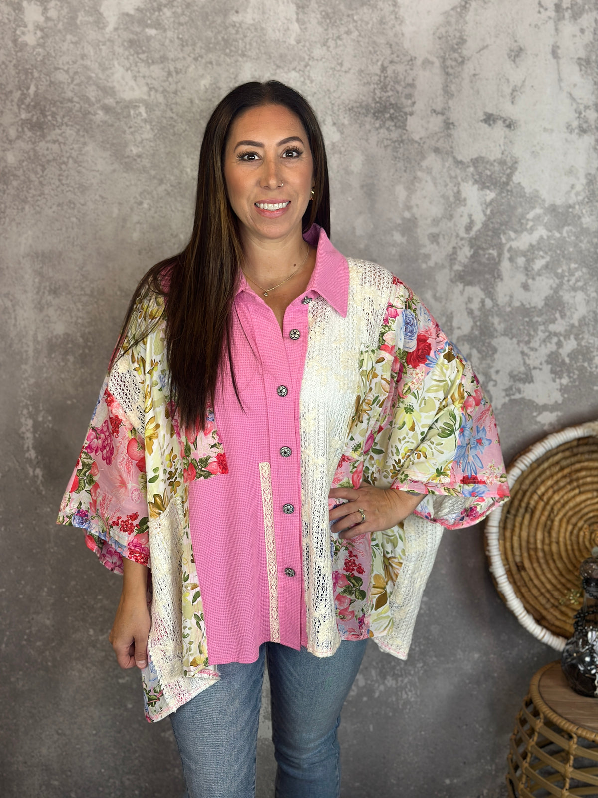 Pink Patch POL Shacket/Top