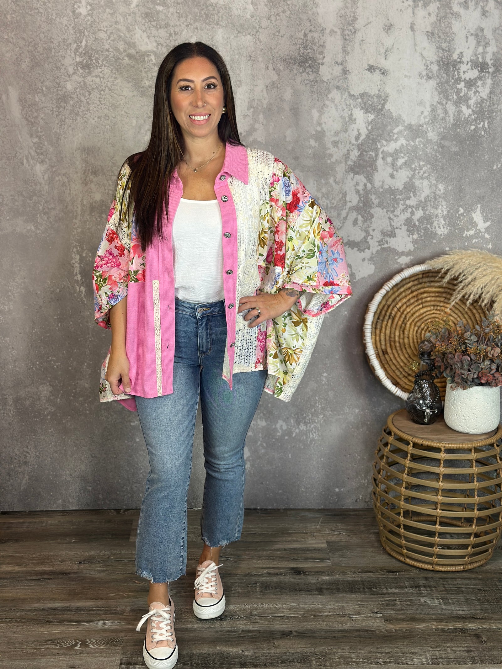 Pink Patch POL Shacket/Top