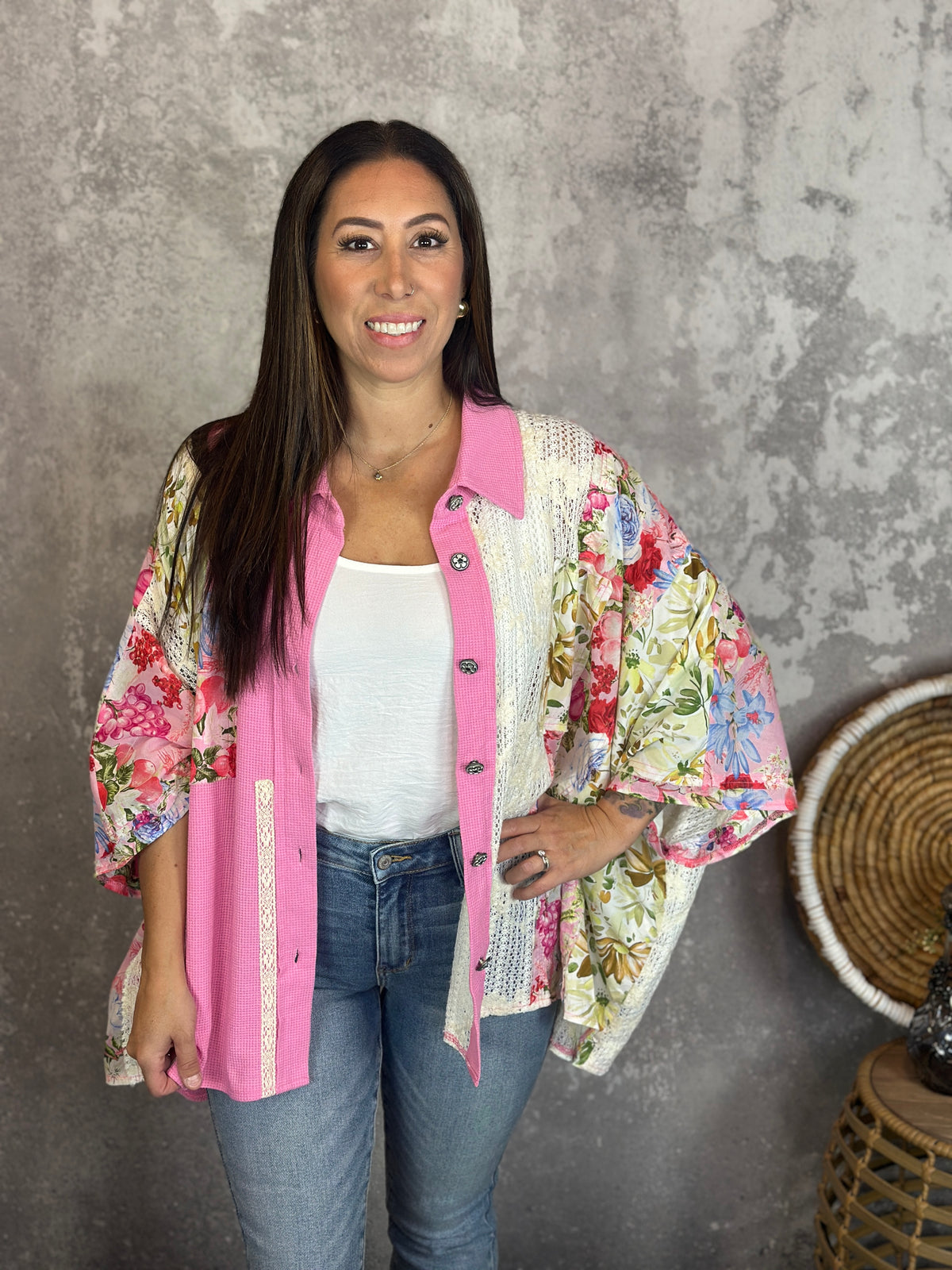 Pink Patch POL Shacket/Top