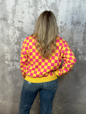 Pink/Yellow Checker Sweater
