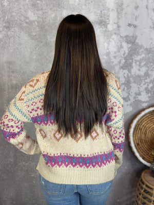 Button Up Pattern Taupe Sweater