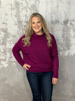 The KJ Dolman Ottoman Sweater - Plum (M/L LEFT)
