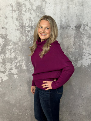 The KJ Dolman Ottoman Sweater - Plum (M/L LEFT)