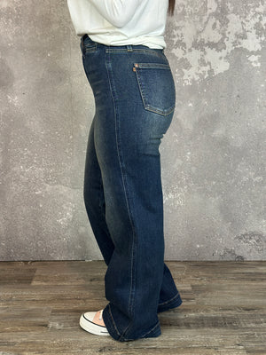Judy Blue Dark Wash Retro Wide Trouser Jean with Welt Pocket  (sizes 0/24-24W)